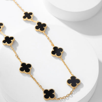 [Plus&Max]CLOVER 10 MOTIFS ONYX NECKLACE
