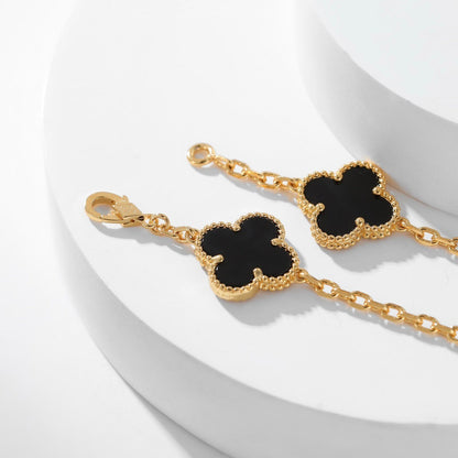 [Plus&Max]CLOVER 10 MOTIFS ONYX NECKLACE