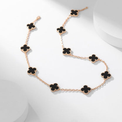 [Plus&Max]CLOVER 10 MOTIFS ONYX NECKLACE