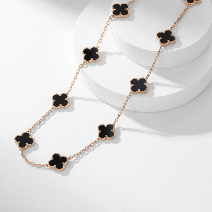 [Plus&Max]CLOVER 10 MOTIFS ONYX NECKLACE