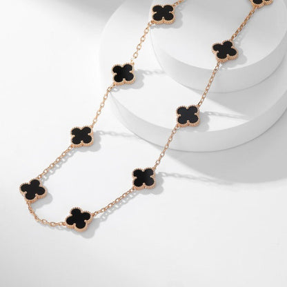[Plus&Max]CLOVER 10 MOTIFS ONYX NECKLACE