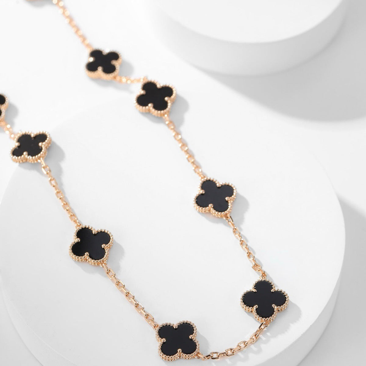 [Plus&Max]CLOVER 10 MOTIFS ONYX NECKLACE