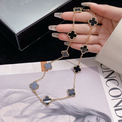 [Plus&Max]CLOVER 10 MOTIFS ONYX NECKLACE