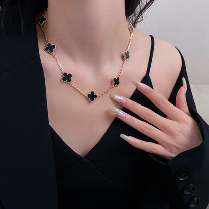 [Plus&Max]CLOVER 10 MOTIFS ONYX NECKLACE