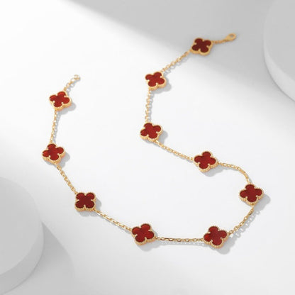 [Plus&Max]CLOVER 10 MOTIFS CARNELIAN NECKLACE