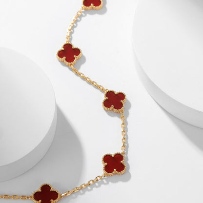 [Plus&Max]CLOVER 10 MOTIFS CARNELIAN NECKLACE