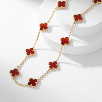 [Plus&Max]CLOVER 10 MOTIFS CARNELIAN NECKLACE