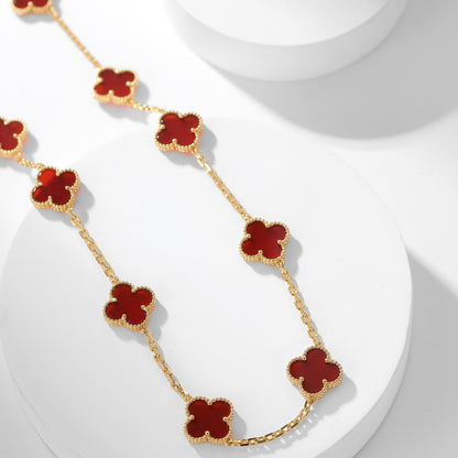 [Plus&Max]CLOVER 10 MOTIFS CARNELIAN NECKLACE