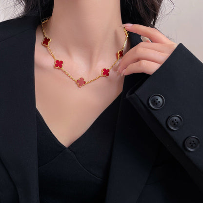 [Plus&Max]CLOVER 10 MOTIFS CARNELIAN NECKLACE