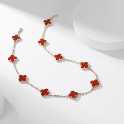 [Plus&Max]CLOVER 10 MOTIFS CARNELIAN NECKLACE