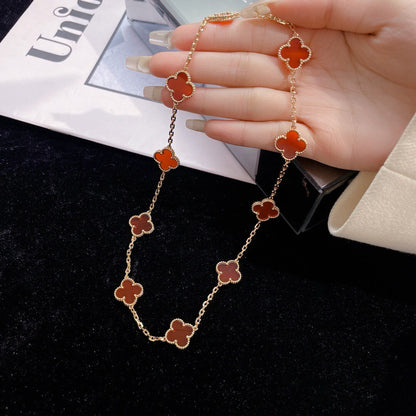 [Plus&Max]CLOVER 10 MOTIFS CARNELIAN NECKLACE