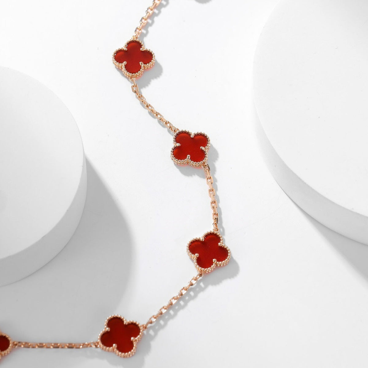 [Plus&Max]CLOVER 10 MOTIFS CARNELIAN NECKLACE