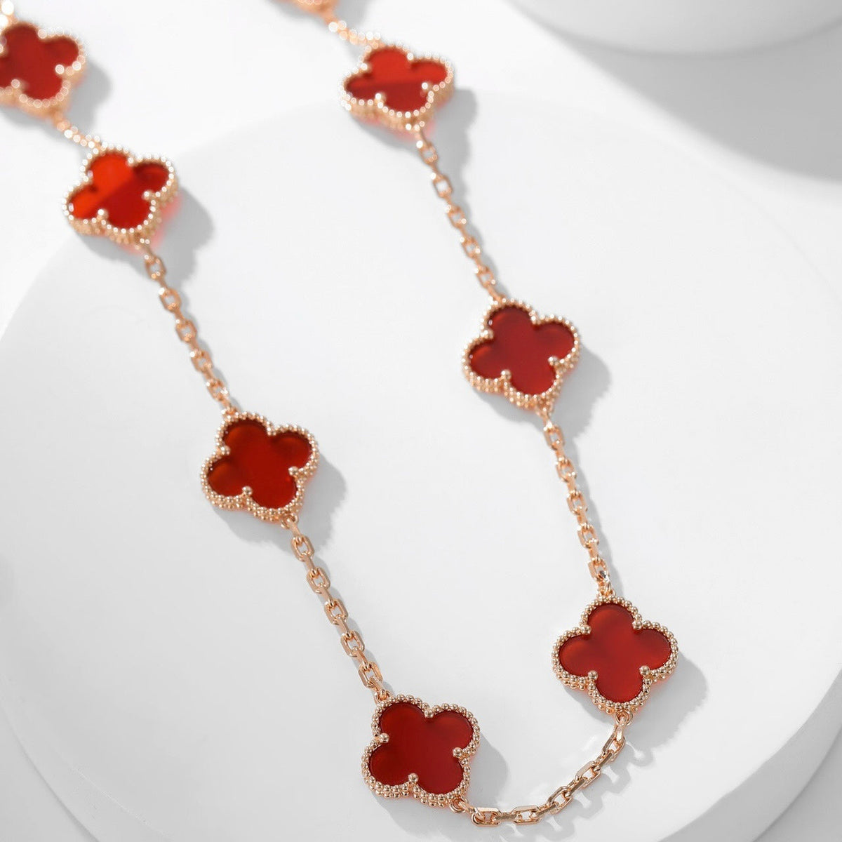 [Plus&Max]CLOVER 10 MOTIFS CARNELIAN NECKLACE