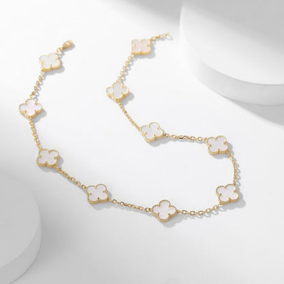 [Plus&Max]CLOVER 10 MOTIFS WHITE MOTHER OF PEARL NECKLACE