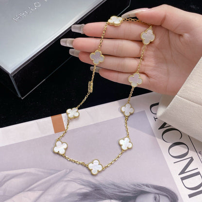 [Plus&Max]CLOVER 10 MOTIFS WHITE MOTHER OF PEARL NECKLACE