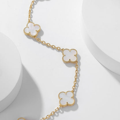 [Plus&Max]CLOVER 10 MOTIFS WHITE MOTHER OF PEARL NECKLACE