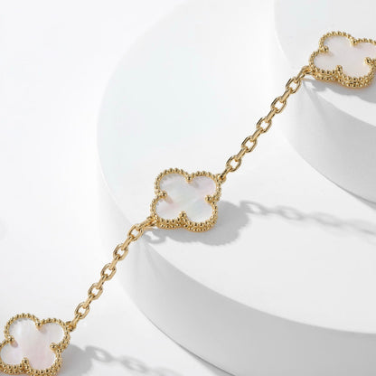 [Plus&Max]CLOVER 10 MOTIFS WHITE MOTHER OF PEARL NECKLACE