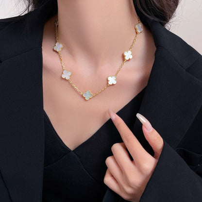 [Plus&Max]CLOVER 10 MOTIFS WHITE MOTHER OF PEARL NECKLACE