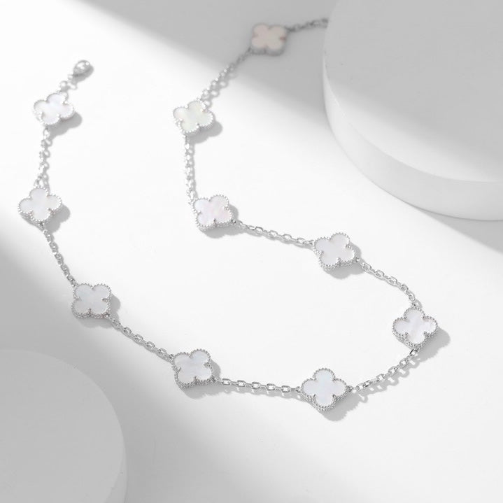 [Plus&Max]CLOVER 10 MOTIFS WHITE MOTHER OF PEARL NECKLACE