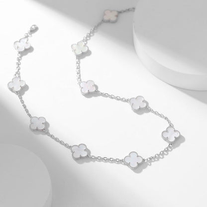 [Plus&Max]CLOVER 10 MOTIFS WHITE MOTHER OF PEARL NECKLACE