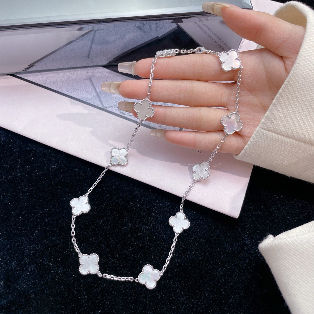 [Plus&Max]CLOVER 10 MOTIFS WHITE MOTHER OF PEARL NECKLACE