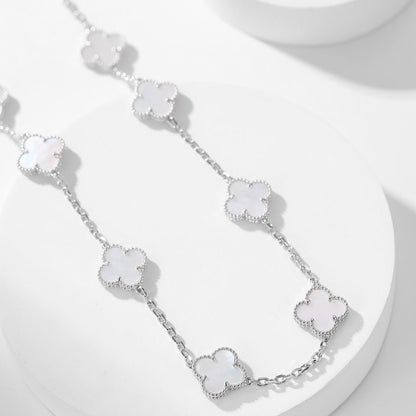 [Plus&Max]CLOVER 10 MOTIFS WHITE MOTHER OF PEARL NECKLACE