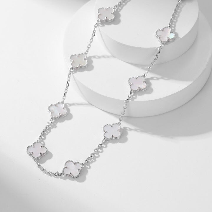 [Plus&Max]CLOVER 10 MOTIFS WHITE MOTHER OF PEARL NECKLACE