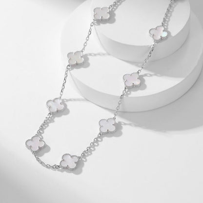 [Plus&Max]CLOVER 10 MOTIFS WHITE MOTHER OF PEARL NECKLACE
