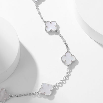 [Plus&Max]CLOVER 10 MOTIFS WHITE MOTHER OF PEARL NECKLACE