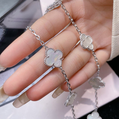 [Plus&Max]CLOVER 10 MOTIFS WHITE MOTHER OF PEARL NECKLACE