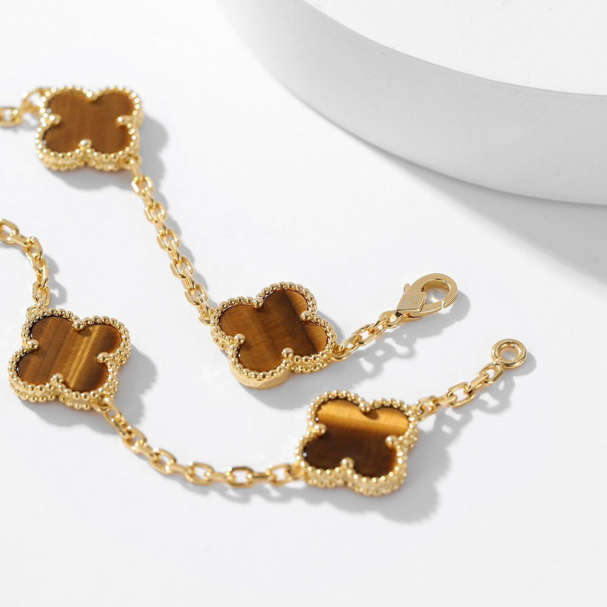 [Plus&Max]CLOVER 10 MOTIFS TIGER EYE NECKLACE