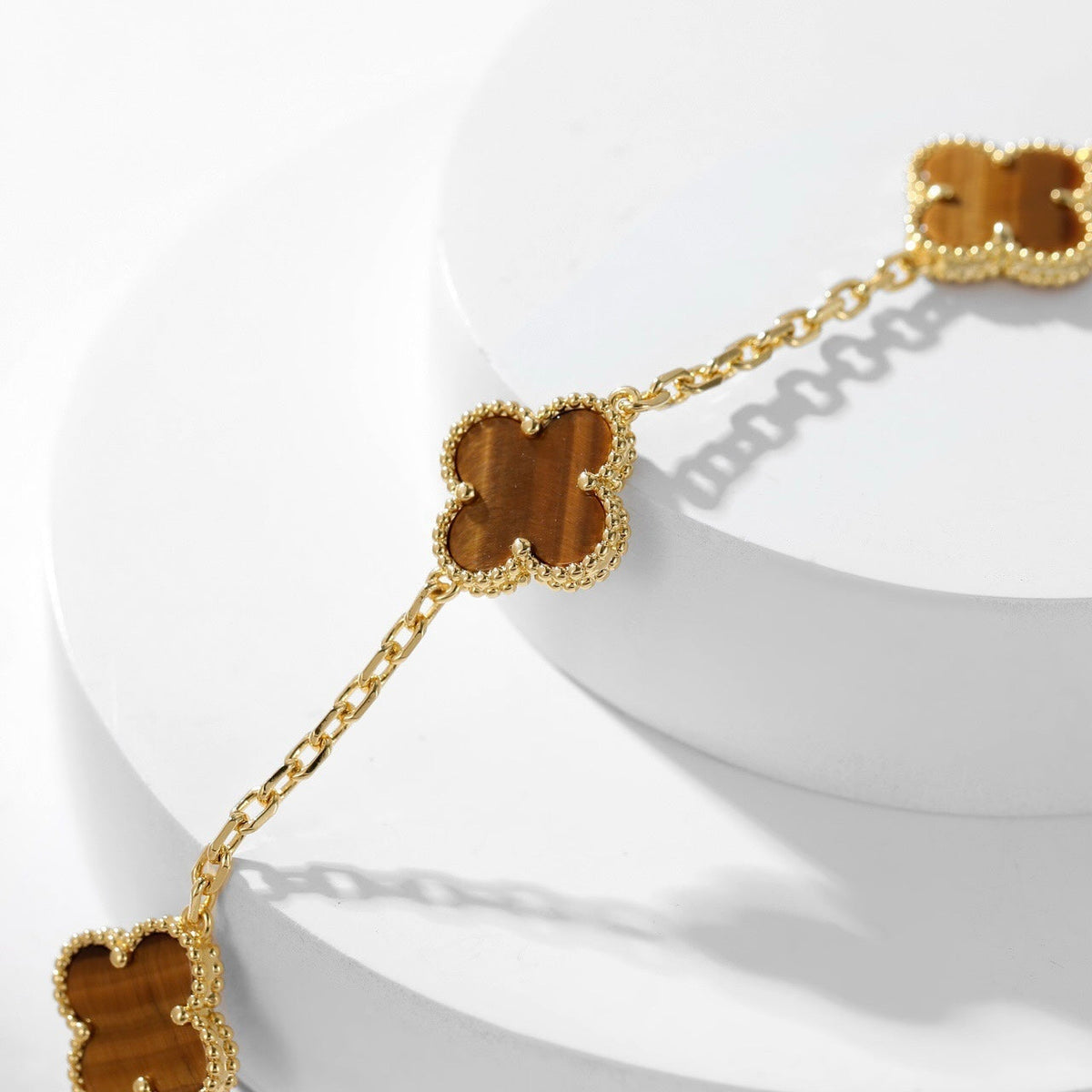 [Plus&Max]CLOVER 10 MOTIFS TIGER EYE NECKLACE