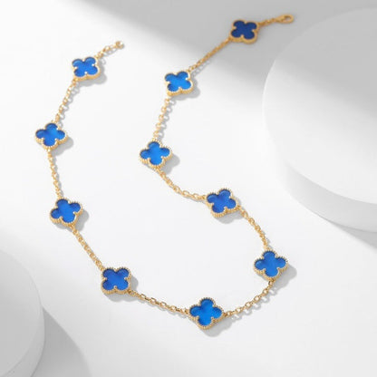 [Plus&Max]CLOVER 10 MOTIFS BLUE AGATE NECKLACE