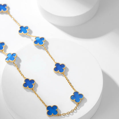 [Plus&Max]CLOVER 10 MOTIFS BLUE AGATE NECKLACE