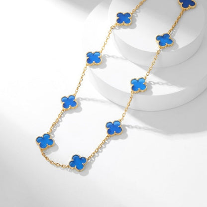 [Plus&Max]CLOVER 10 MOTIFS BLUE AGATE NECKLACE