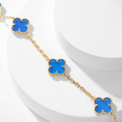 [Plus&Max]CLOVER 10 MOTIFS BLUE AGATE NECKLACE
