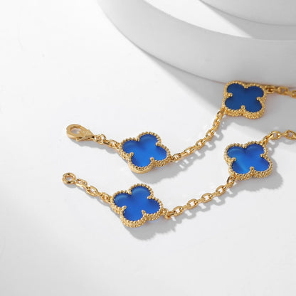 [Plus&Max]CLOVER 10 MOTIFS BLUE AGATE NECKLACE