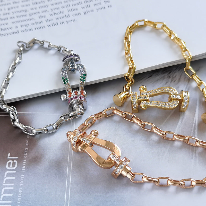 [Plus&Max]FORCE LARGE HORSESHOE CLASP  METAL BRACELET