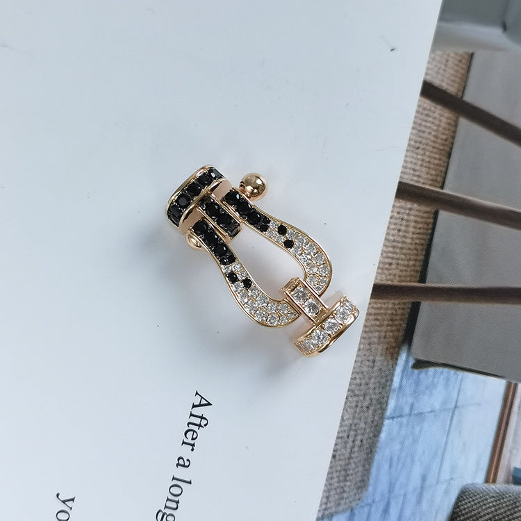 [Plus&Max]FORCE LARGE HORSESHOE BLACK WHITE DIAMOND BRACELET ROSE GOLD
