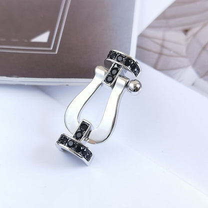 [Plus&Max]FORCE LARGE HORSESHOE BLACK DIAMOND BRACELET SILVER