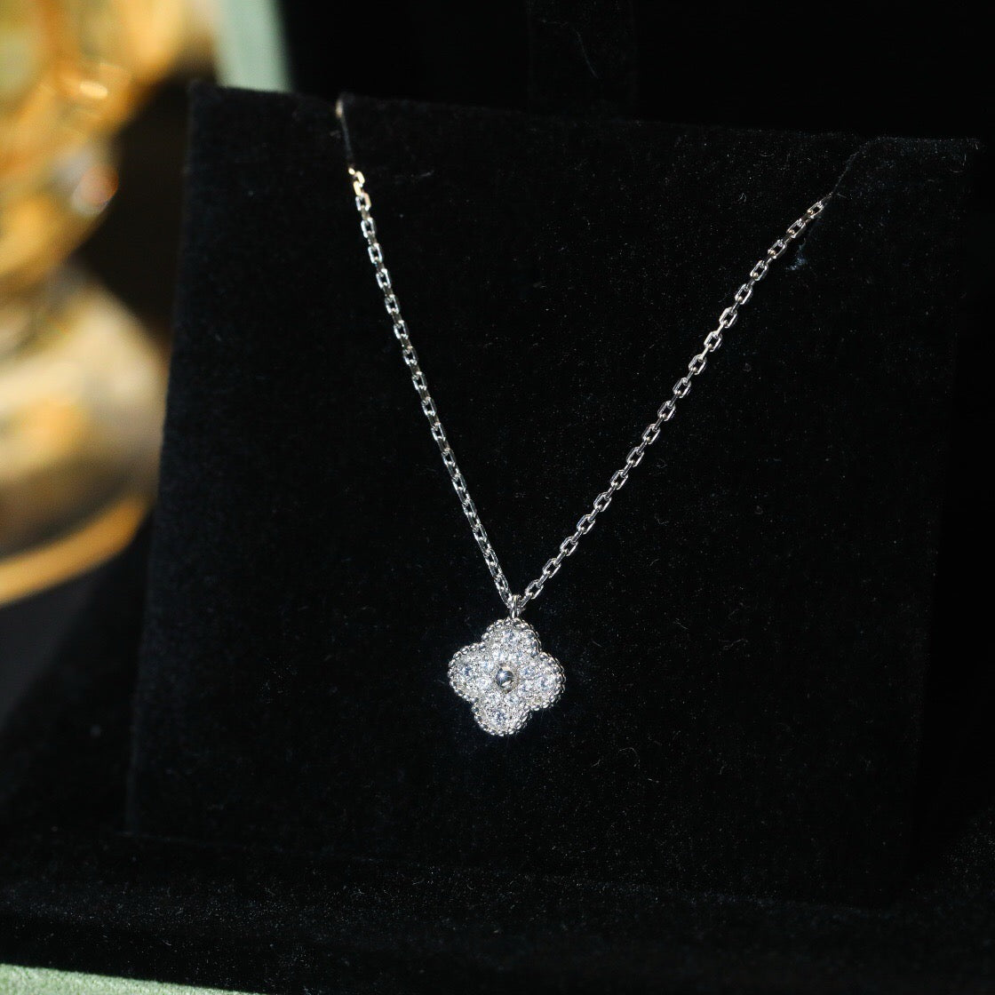 [Plus&Max]CLOVER MINI 9.5MM PENDANT DIAMOND NECKLACE