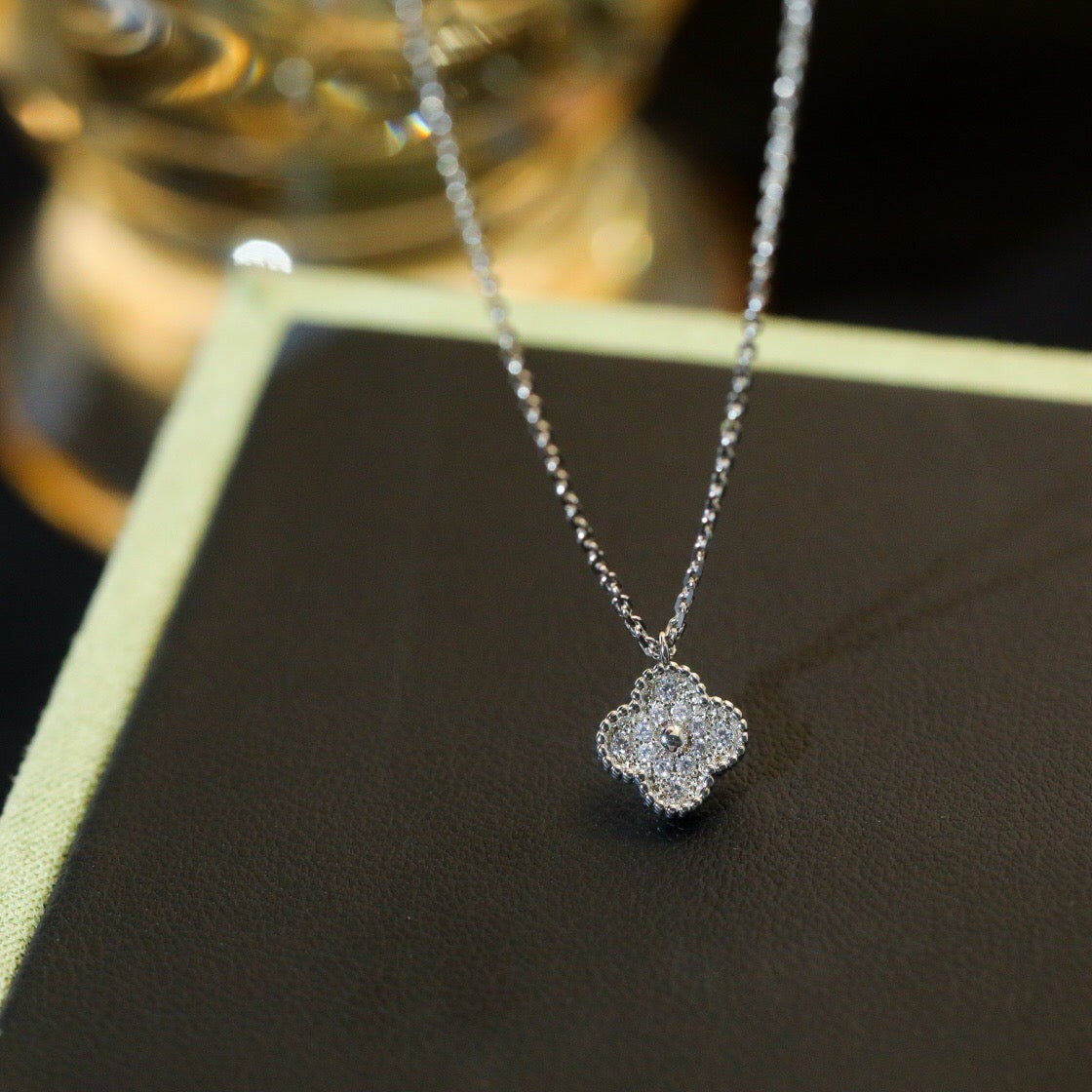 [Plus&Max]CLOVER MINI 9.5MM PENDANT DIAMOND NECKLACE