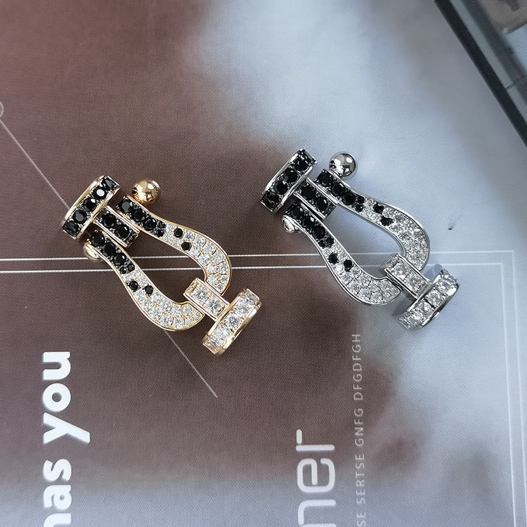[Plus&Max]FORCE LARGE HORSESHOE BLACK WHITE DIAMOND BRACELET ROSE GOLD