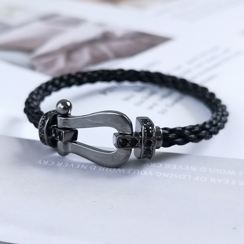 [Plus&Max]FORCE LARGE SERIES HORSESHOE BLACK SAMURAI BRACELET