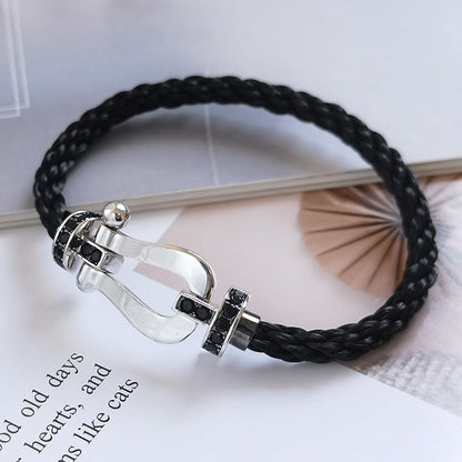 [Plus&Max]FORCE LARGE HORSESHOE BLACK DIAMOND BRACELET SILVER