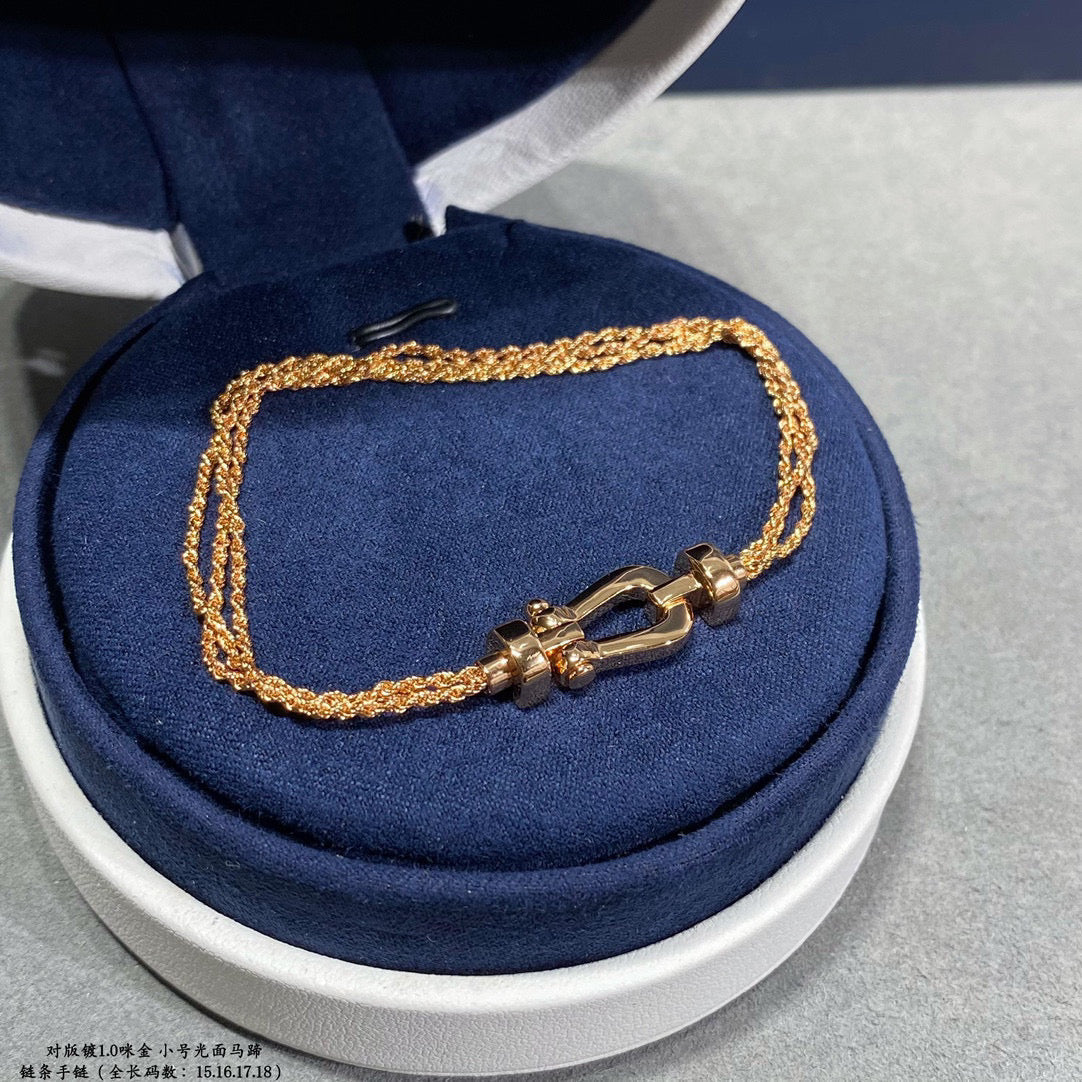 [Plus&Max]FORCE SMALL HORSESHOE  DIAMOND CHAIN ROPE BRACELET