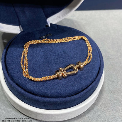 [Plus&Max]FORCE SMALL HORSESHOE  DIAMOND CHAIN ROPE BRACELET