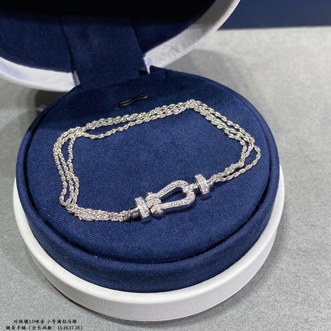 [Plus&Max]FORCE SMALL HORSESHOE  DIAMOND CHAIN ROPE BRACELET