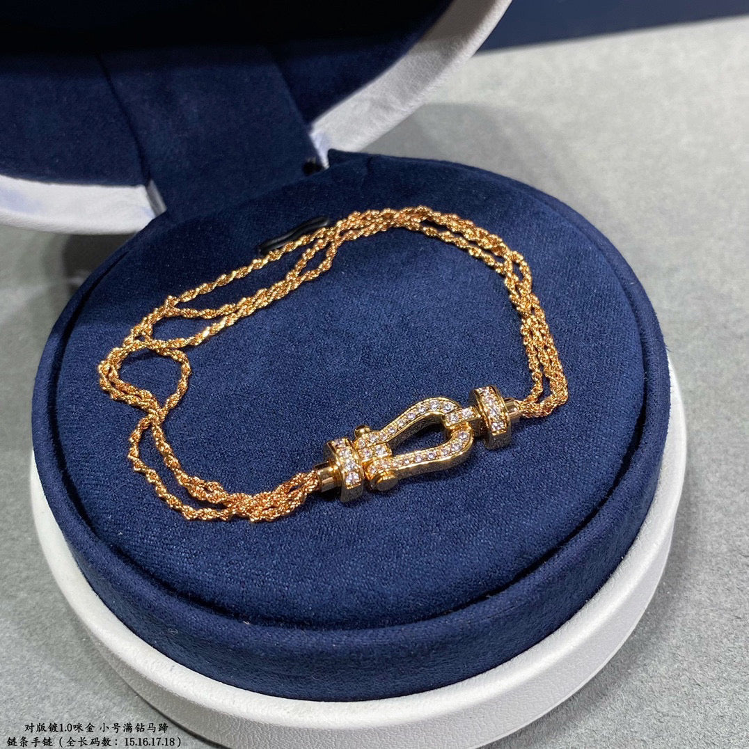 [Plus&Max]FORCE SMALL HORSESHOE  DIAMOND CHAIN ROPE BRACELET