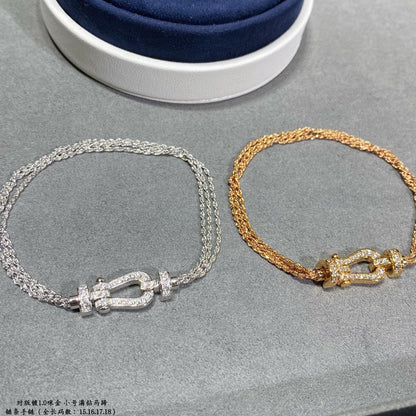 [Plus&Max]FORCE SMALL HORSESHOE  DIAMOND CHAIN ROPE BRACELET